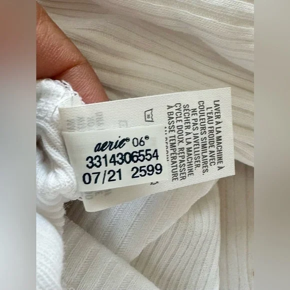 Aerie Women’s Long-Sleeve Ribbed Crop Top in White Size XL - Picture 6 of 9
